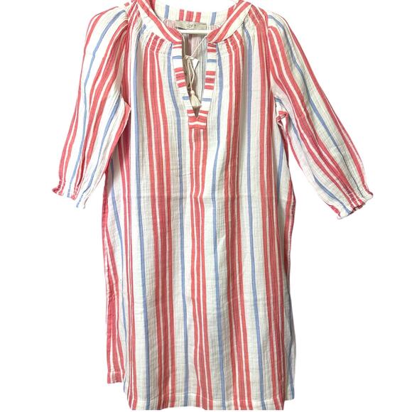 100% cotton striped LOFT tasseled lightweight dress / coverup *NWT* - Picture 2 of 5